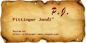 Pittinger Jenő névjegykártya